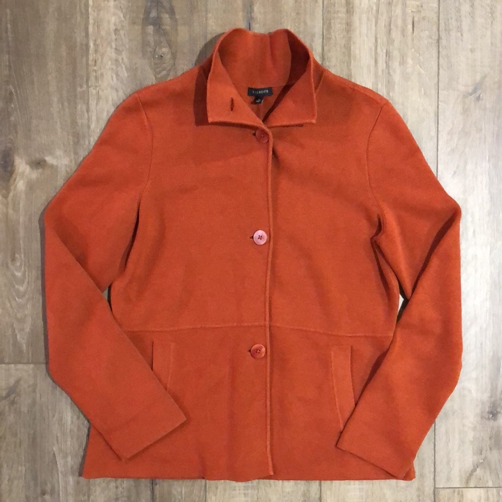 TALBOTS Women's Orange Cardigan Sweater Jacket - Picture 3 of 10